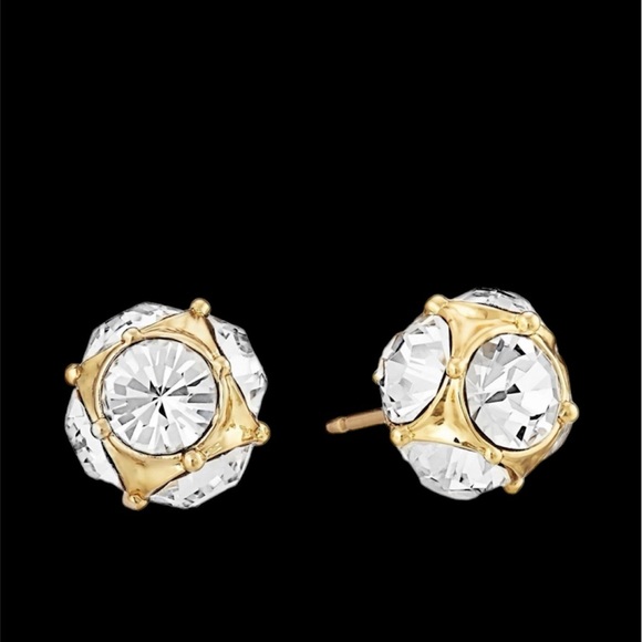 KATE SPADE GOLD PLATED LADY MARMALADE CLEAR CRYSTAL BALL STUD EARRINGS - Picture 5 of 6